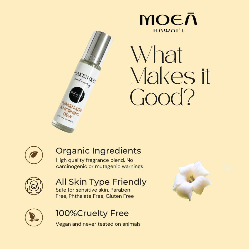 MOEA Hawaii Puakenikeni Roller – Hawaiian Perfume, Dreams of Puakenikeni Blossoms & Morning, 9.5 ml