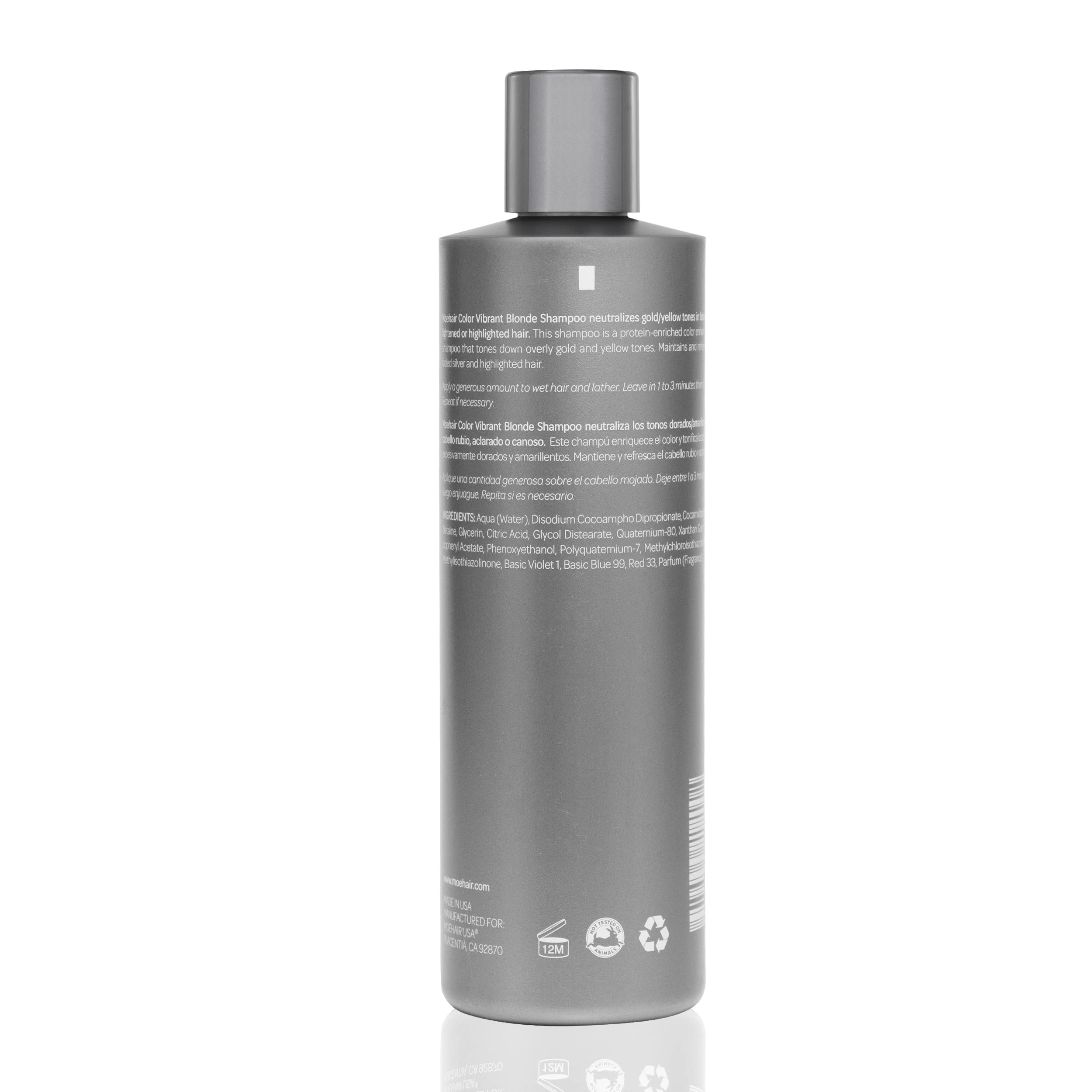 MOEHAIR Color Vibrant Blonde Shampoo — Neutralizes Brassiness | Color-Protect Purple Shampoo | Paraben & Sulfate Free | 12 fl oz
