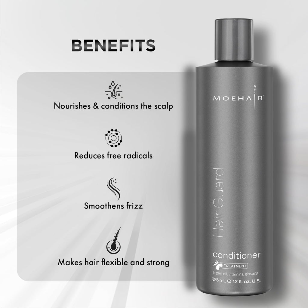 MOEHAIR Hair Guard Conditioner | Strengthens Roots & Follicles | Moisturizing Formula with Vitamin E, Argan Oil & Ginseng | Paraben & Sulfate Free | 12 Fl. Oz
