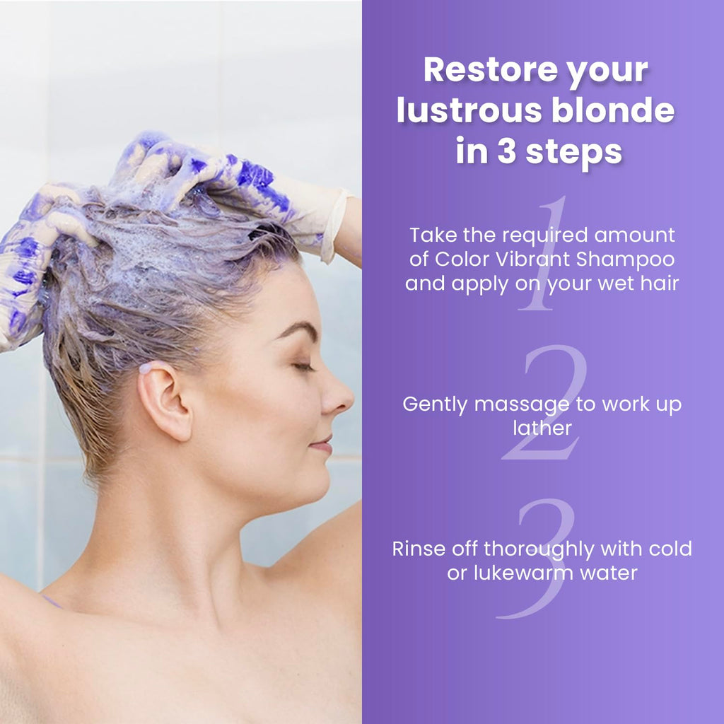 MOEHAIR Color Vibrant Blonde Shampoo — Neutralizes Brassiness | Color-Protect Purple Shampoo | Paraben & Sulfate Free | 12 fl oz