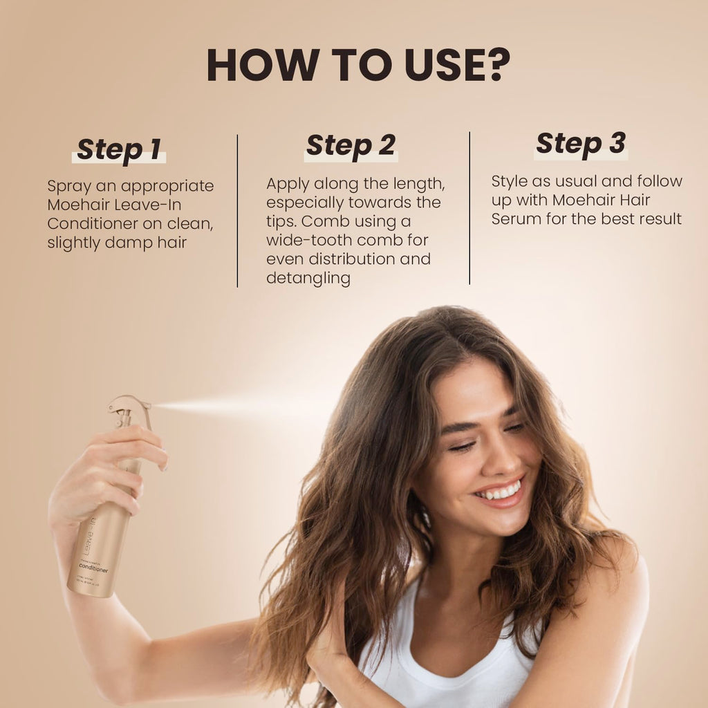 MOEHAIR Leave-in Conditioner (12 Fl Oz) – Argan Oil & Proteins | Detangler for Curly Hair
