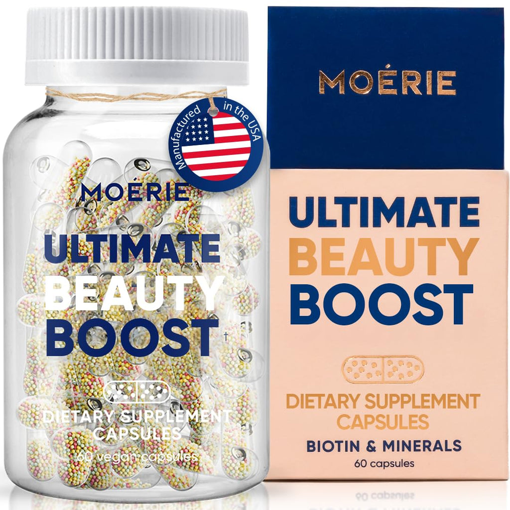 Moerie Ultimate Hair Boost Supplement – Biotin & Minerals for Hair, Skin, Nails – 60 Capsules
