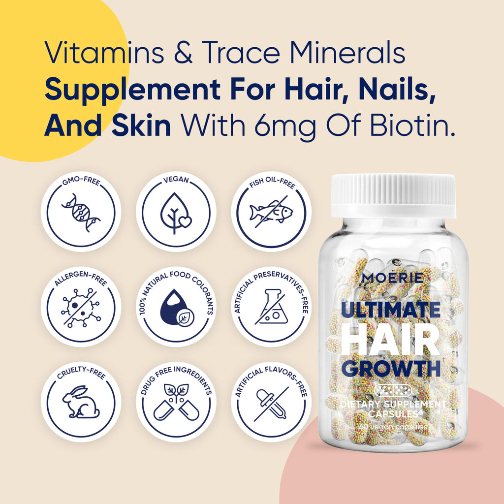 Moerie Ultimate Hair Boost Supplement – Biotin & Minerals for Hair, Skin, Nails – 60 Capsules
