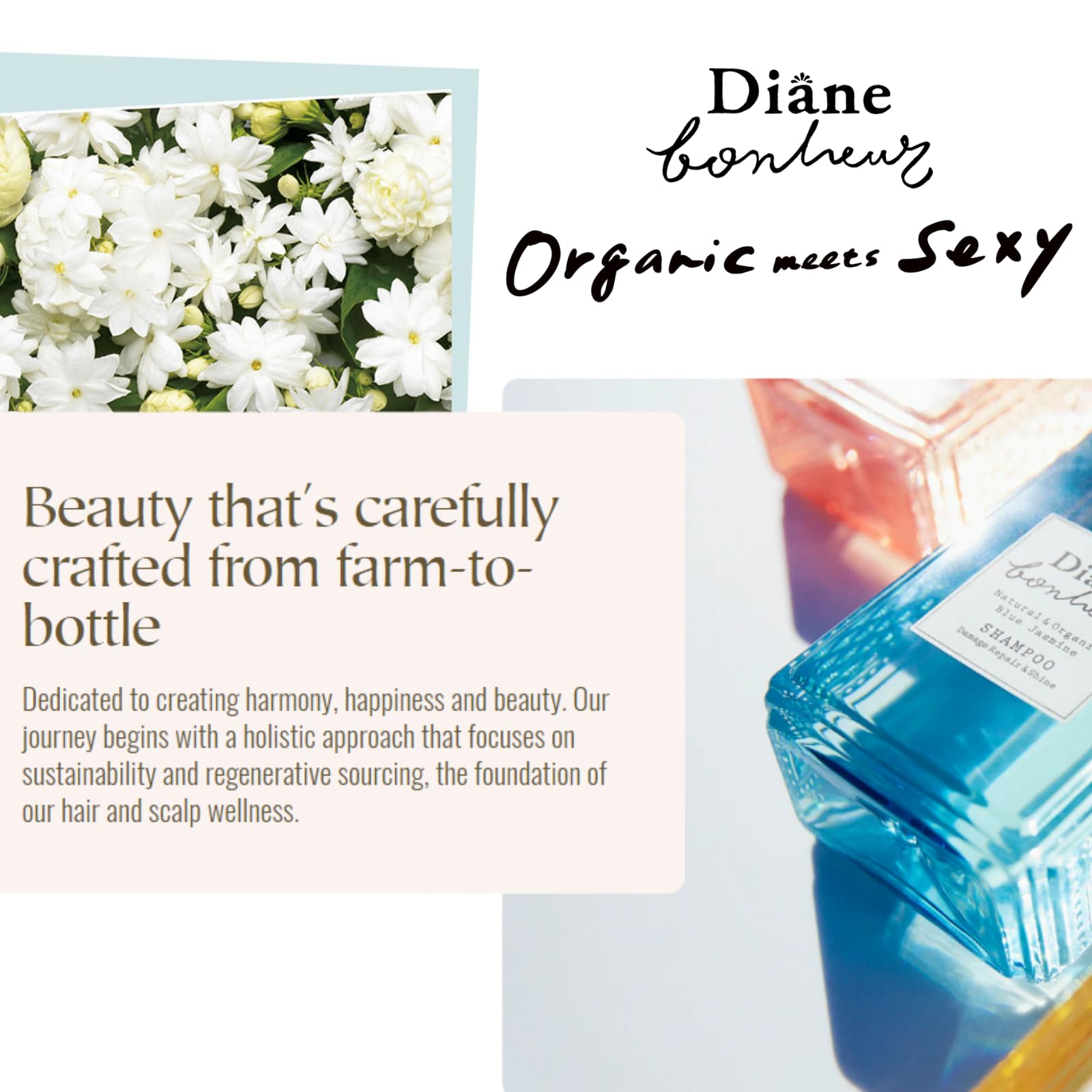 Diane Bonheur Moist Diane Hydrating Shampoo – Blue Jasmine, 16.9 oz / 500 mL, Sulfate & Silicone Free