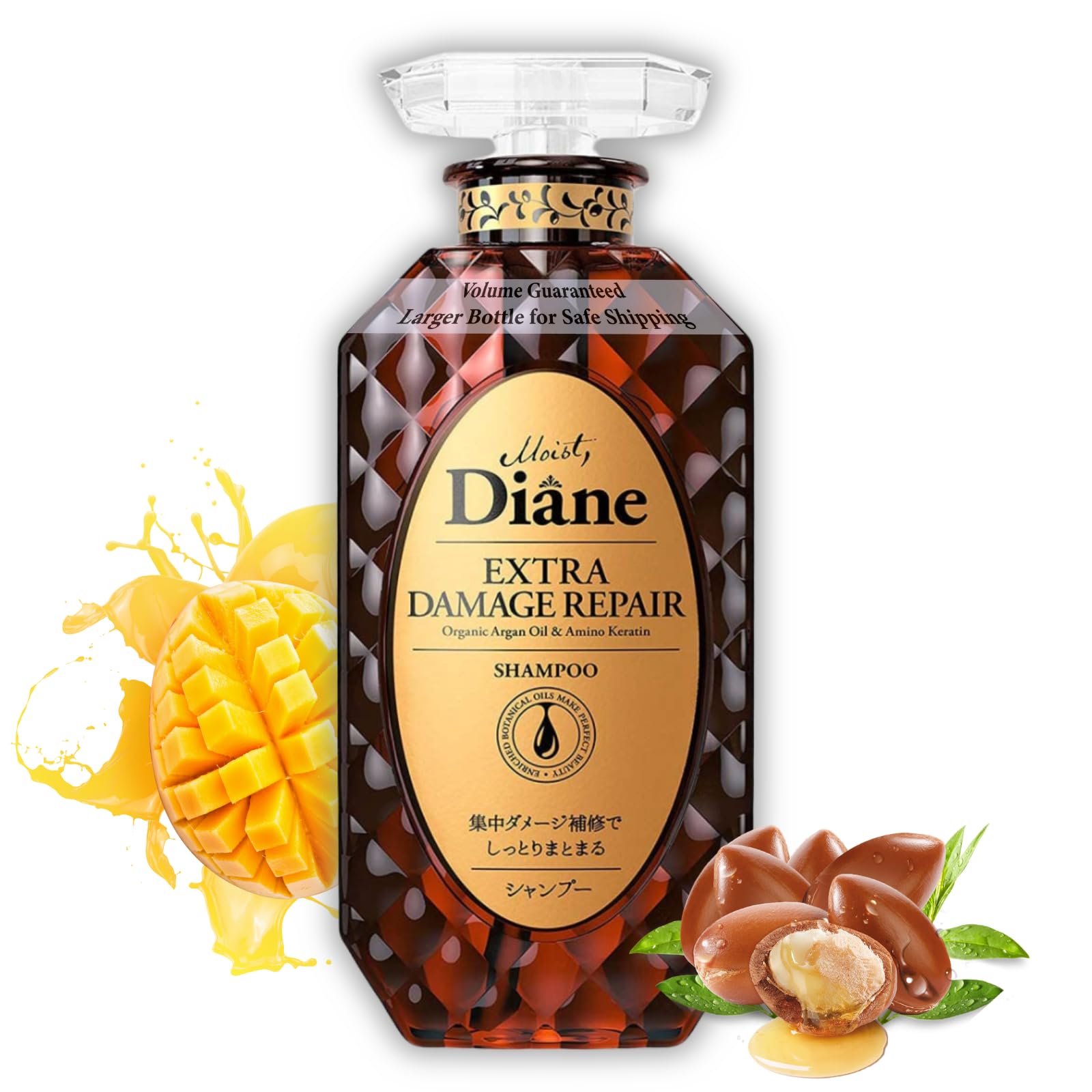 Moist Diane Repair Shampoo for Damaged & Color-Treated Hair | Keratin, Argan Oil & Mango Oil | Silicone & Sulfate Free | 15.2 Fl Oz