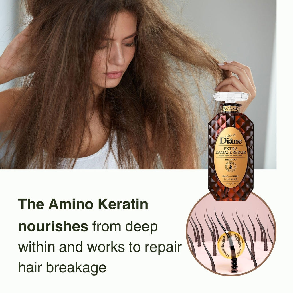 Moist Diane Repair Shampoo for Damaged & Color-Treated Hair | Keratin, Argan Oil & Mango Oil | Silicone & Sulfate Free | 15.2 Fl Oz