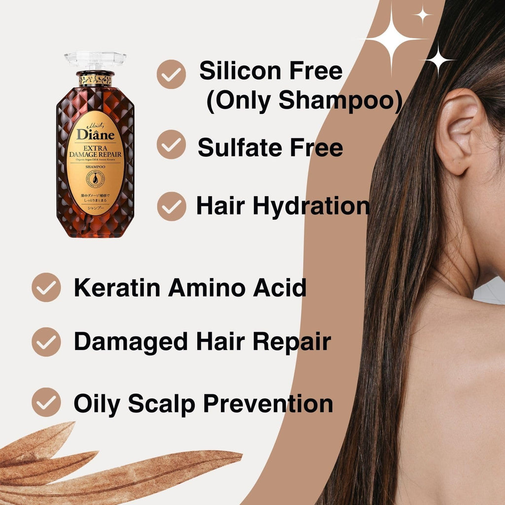 Moist Diane Repair Shampoo for Damaged & Color-Treated Hair | Keratin, Argan Oil & Mango Oil | Silicone & Sulfate Free | 15.2 Fl Oz