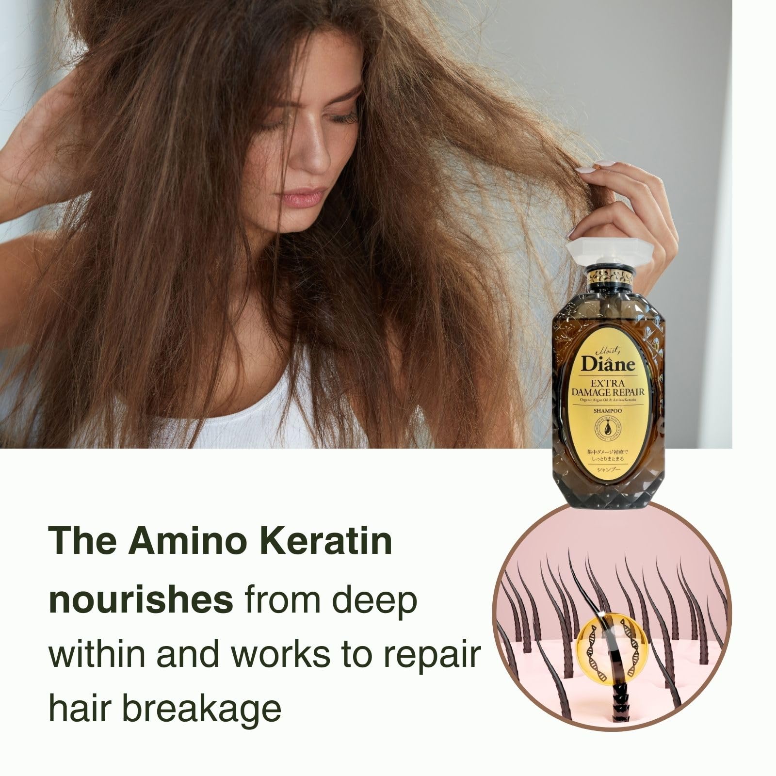 Moist Diane Sulfate-Free Shampoo for Damaged & Color-Treated Hair | Argan Oil & Japanese Collagen