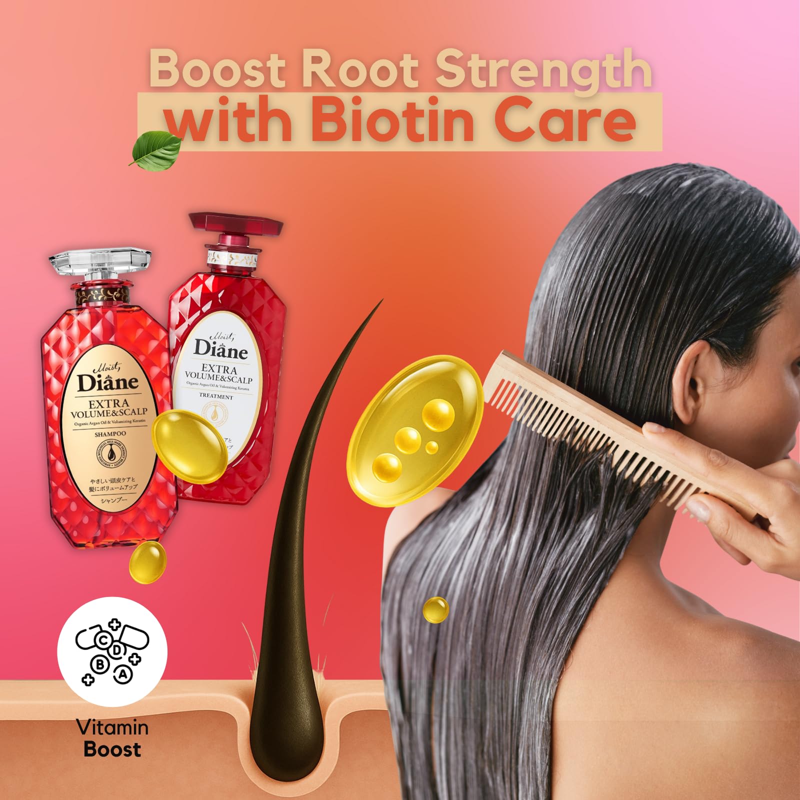 Moist Diane Thickening Shampoo – Keratin, Argan Oil & Biotin