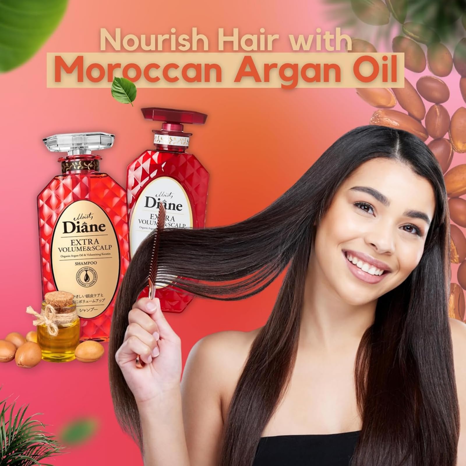Moist Diane Thickening Shampoo – Keratin, Argan Oil & Biotin