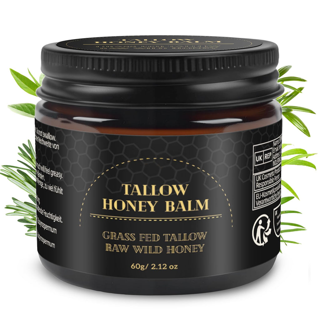 Mokasakiso Beef Tallow Honey Balm — Organic Grass-Fed Tallow Moisturizer (60g)