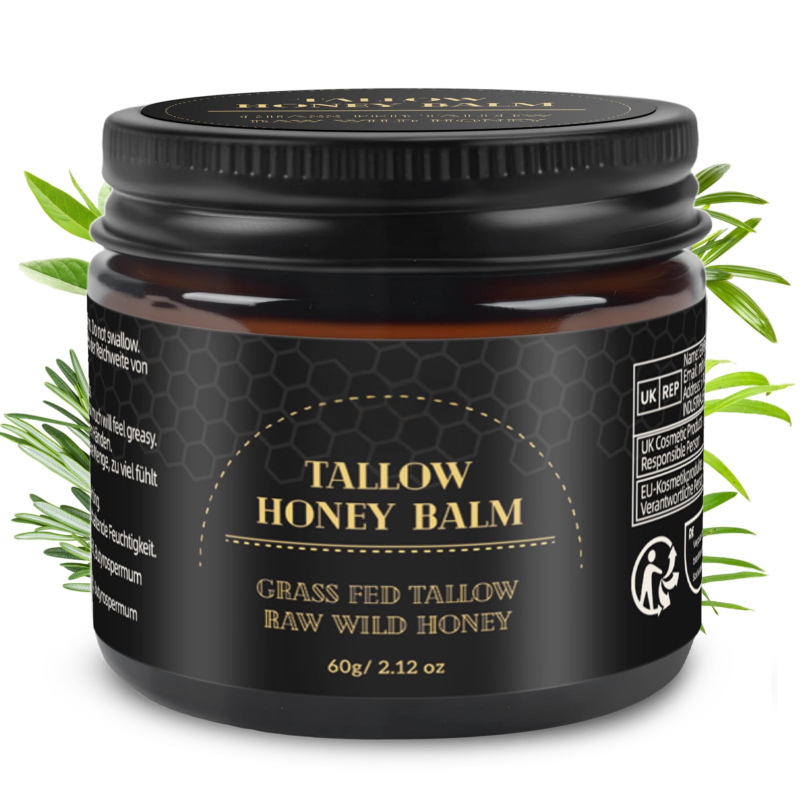 Mokasakiso Beef Tallow Honey Balm — Organic Grass-Fed Tallow Moisturizer (60g)
