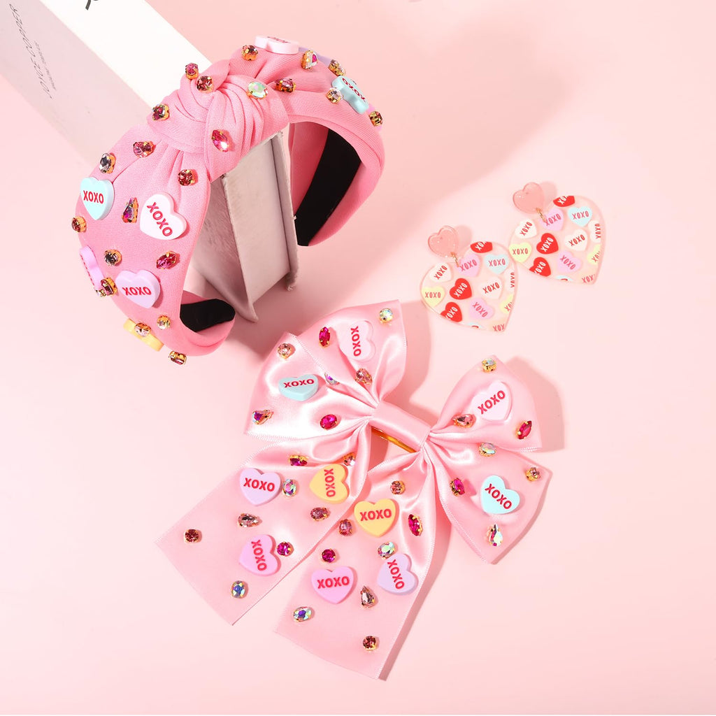 mokkia Valentine’s Day Headbands & Hair Accessories – LOVE XO HUG ME Conversation Heart Jewelry