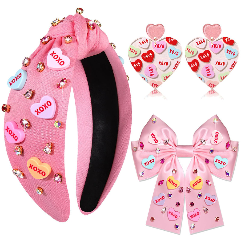 mokkia Valentine’s Day Headbands & Hair Accessories – LOVE XO HUG ME Conversation Heart Jewelry