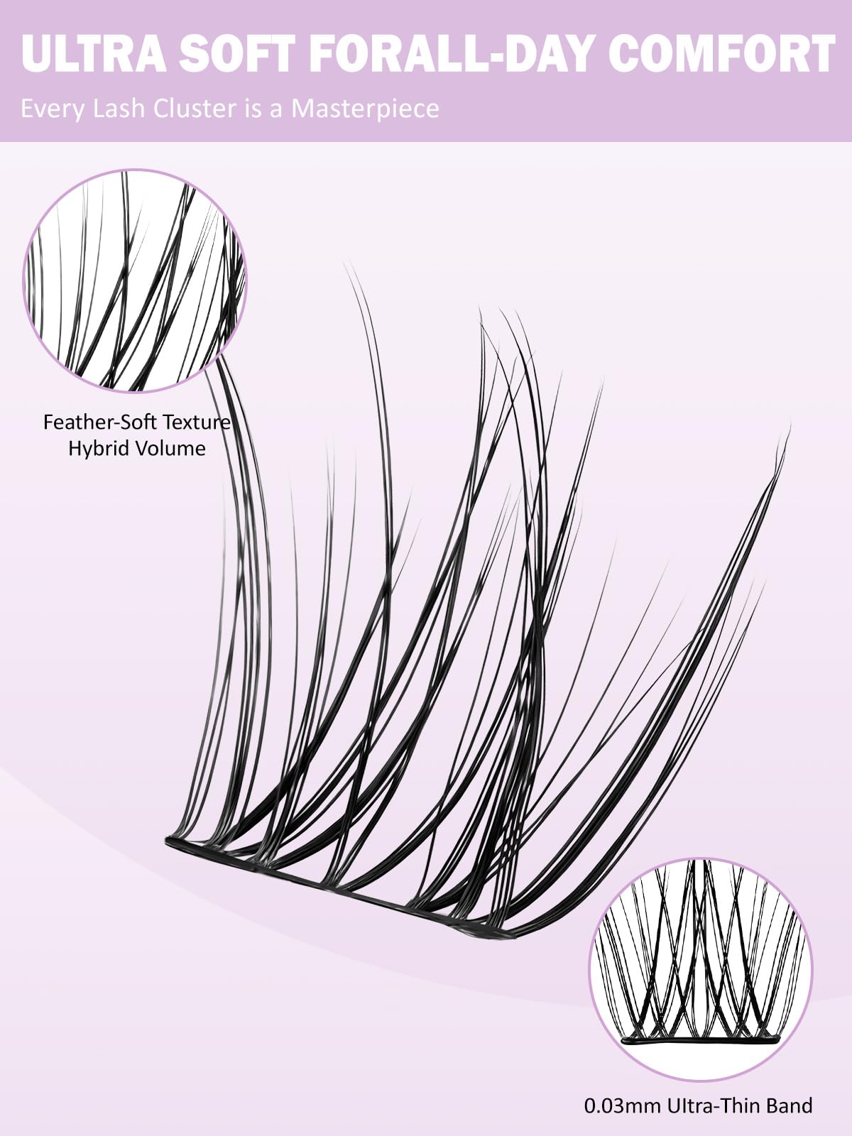 Molly Magic Venus Lash Clusters – Wispy 8–18mm D-Curl DIY Lashes with Invisible 0.03mm Band