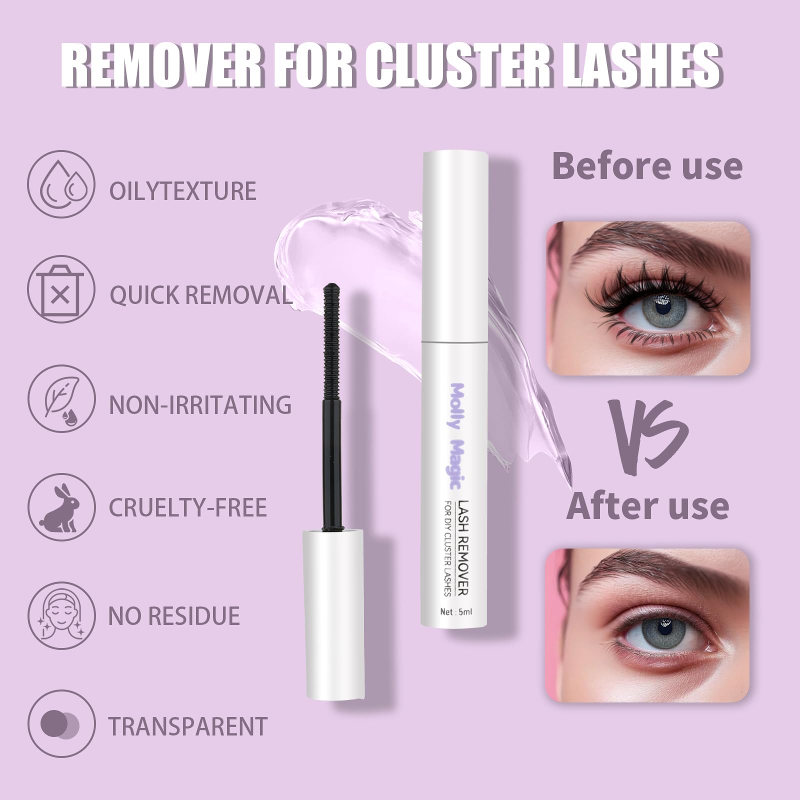 Molly Magic Venus Lash Clusters – Wispy 8–18mm D-Curl DIY Lashes with Invisible 0.03mm Band