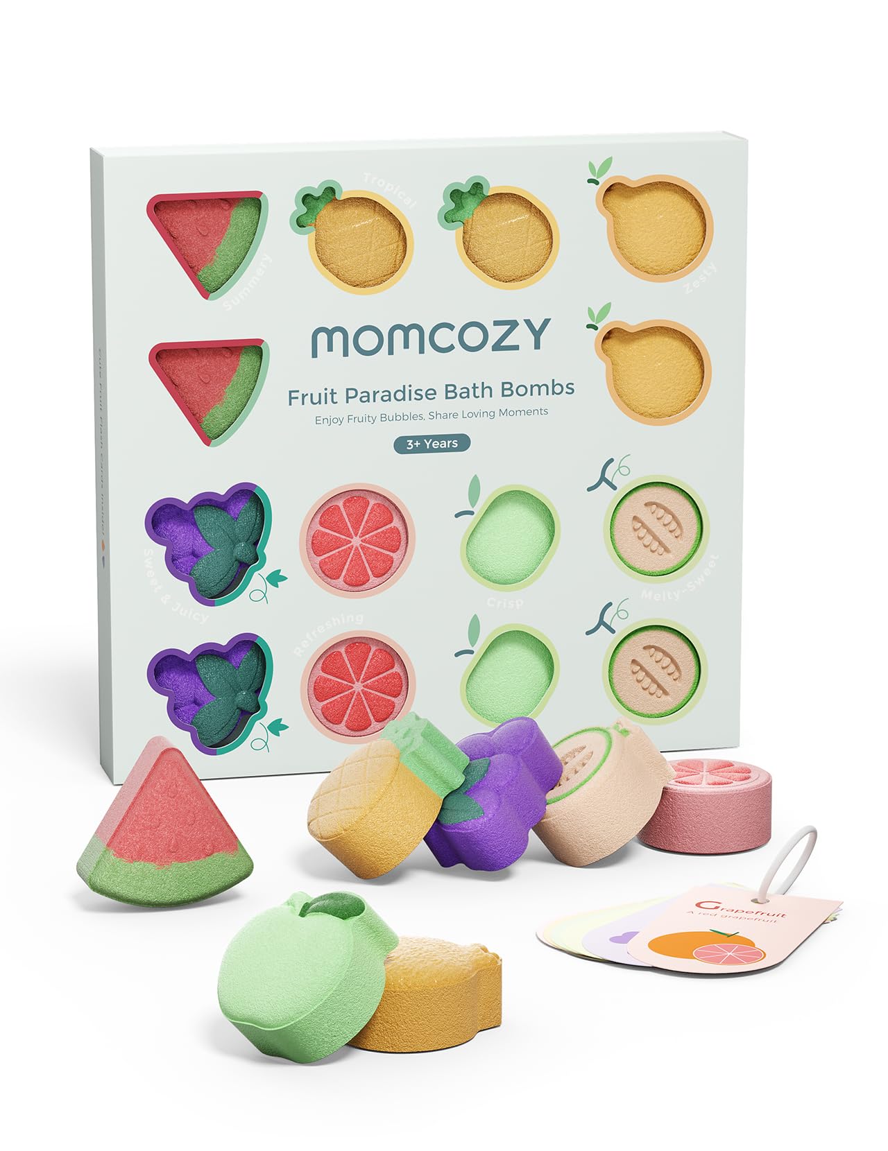 Momcozy 14-Pack Fruit Bath Bombs with Essential Oil – Fun, Safe Bath Time Gift for Kids