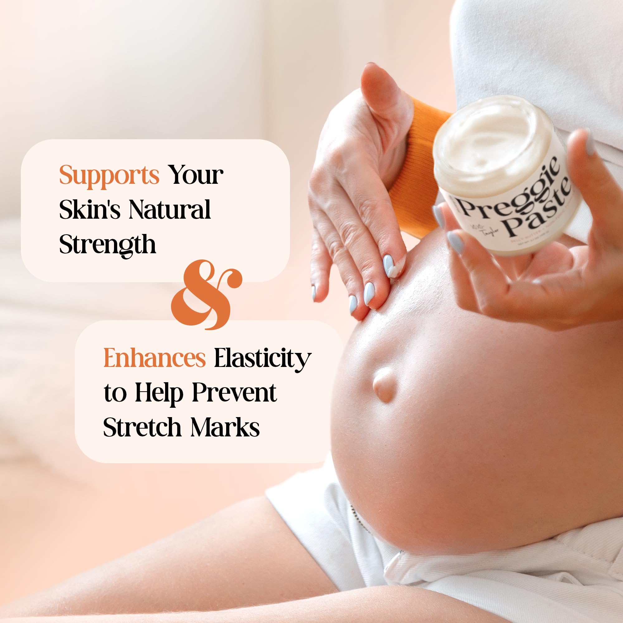 MOMMY LIFE Preggie Paste Belly Butter – Non-Toxic Stretch Mark Cream for Pregnancy & Postpartum | 3.7oz
