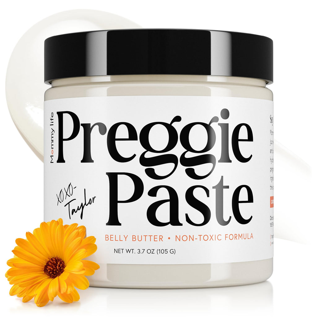 MOMMY LIFE Preggie Paste Belly Butter – Non-Toxic Stretch Mark Cream for Pregnancy & Postpartum | 3.7oz