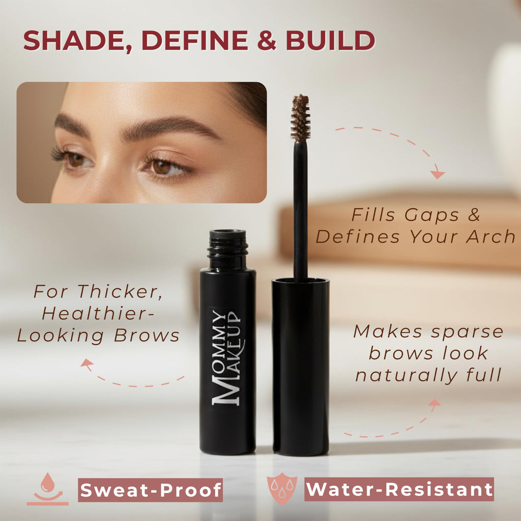 Mommy Makeup Brow Tint with Microfibers – 4-in-1 Copper Brow Gel