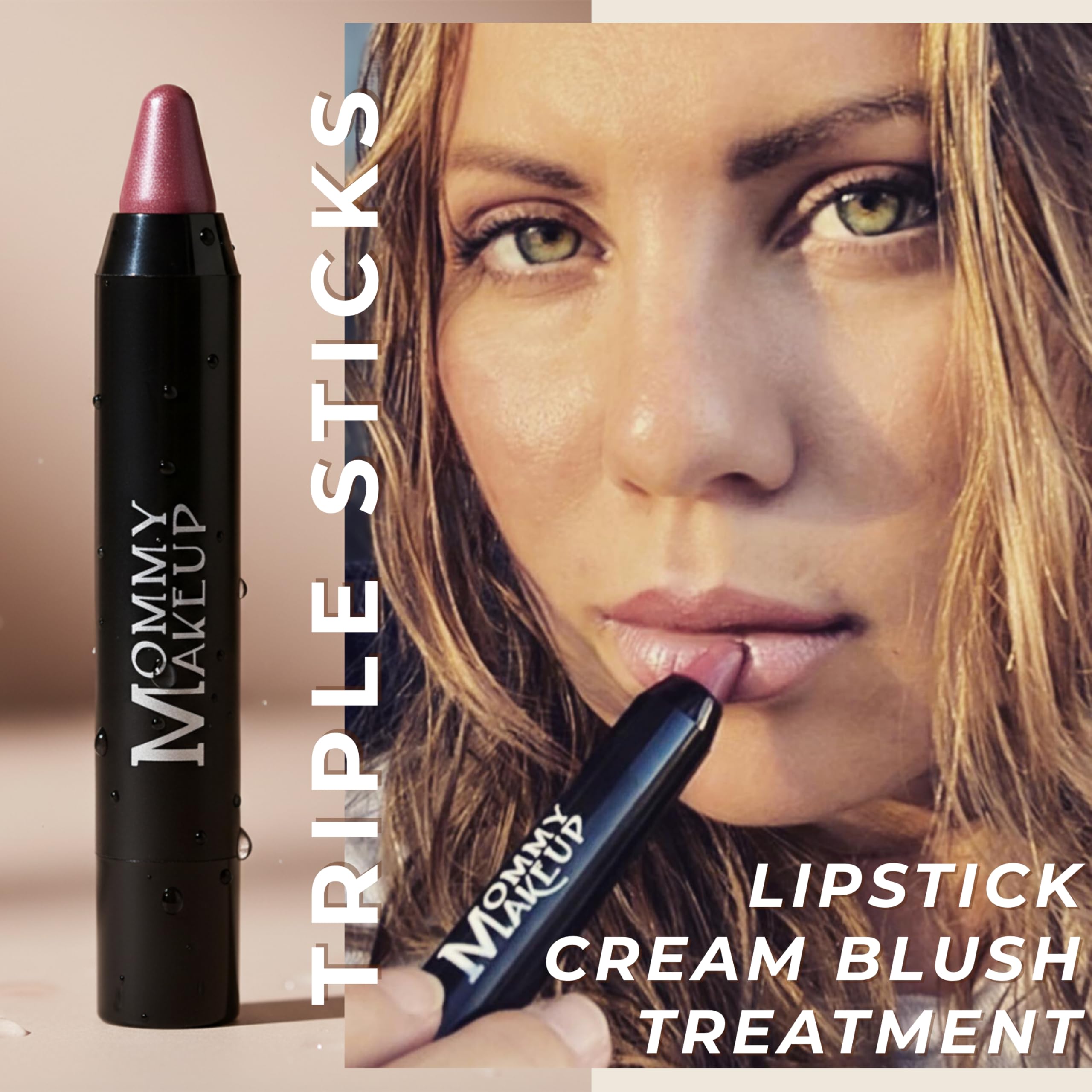 Mommy Makeup Triple Sticks Ginger Spice – Lipstick, Cream Blush & Treatment