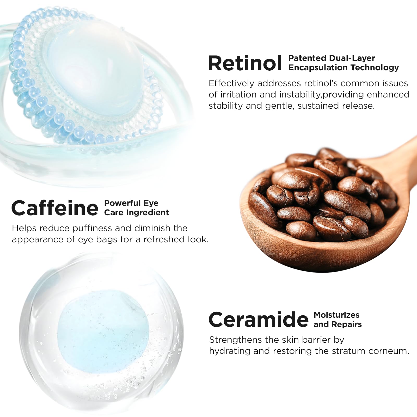 MOMOHOO Retinol Caffeine Under Eye Cream – Hydrating Anti-Aging with Soluble Collagen