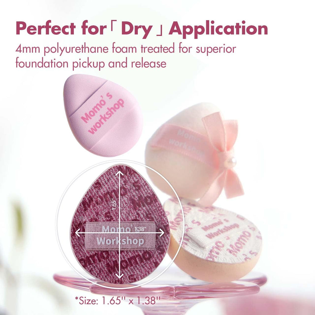 Momo's Workshop Mini Denim Makeup Sponge Set – 4 Pink Sponges + Travel Pouch
