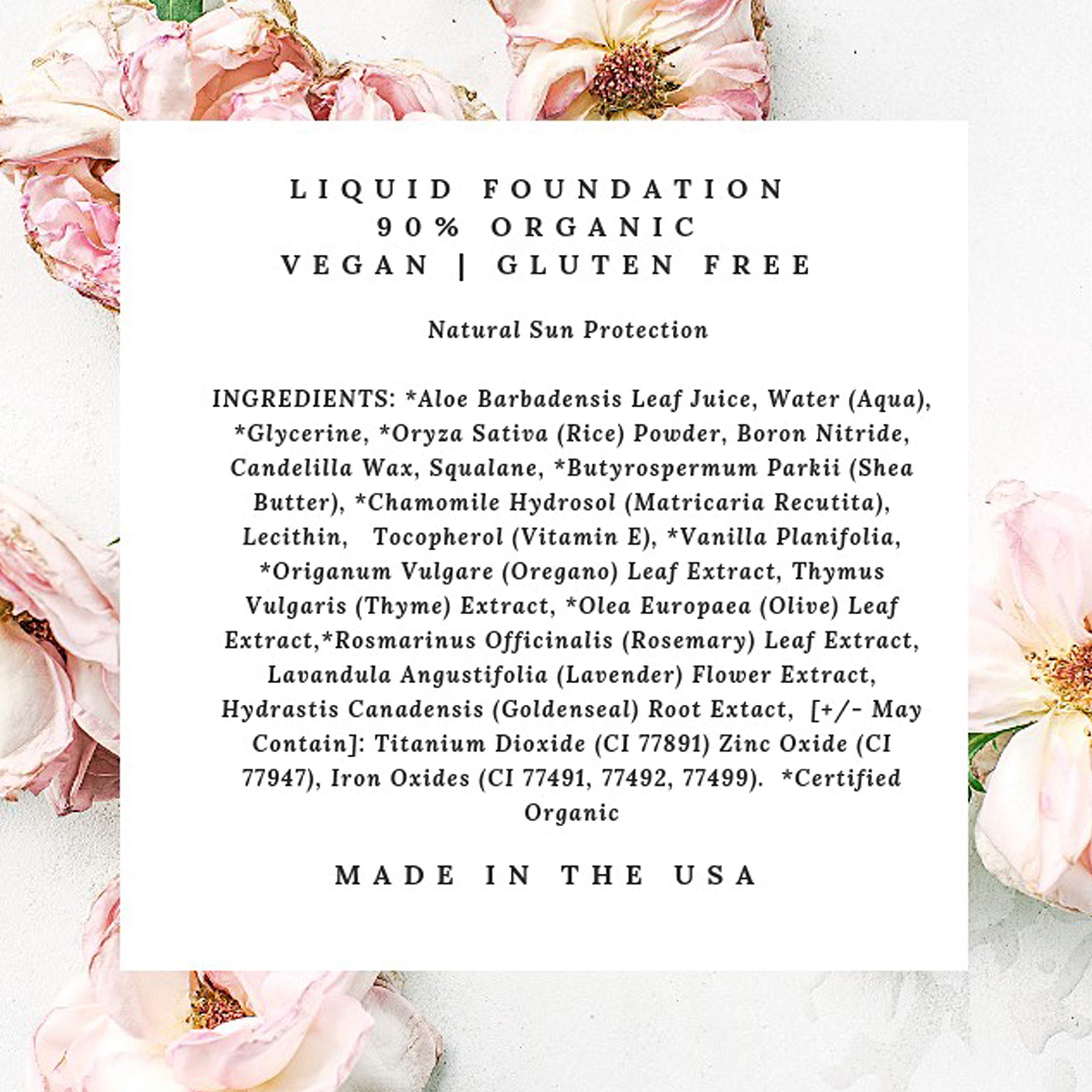 Mom's Secret 100% Natural Liquid Foundation – Almond | Aloe-Based, Vegan, SPF, Gluten Free, Cruelty Free, Made in USA