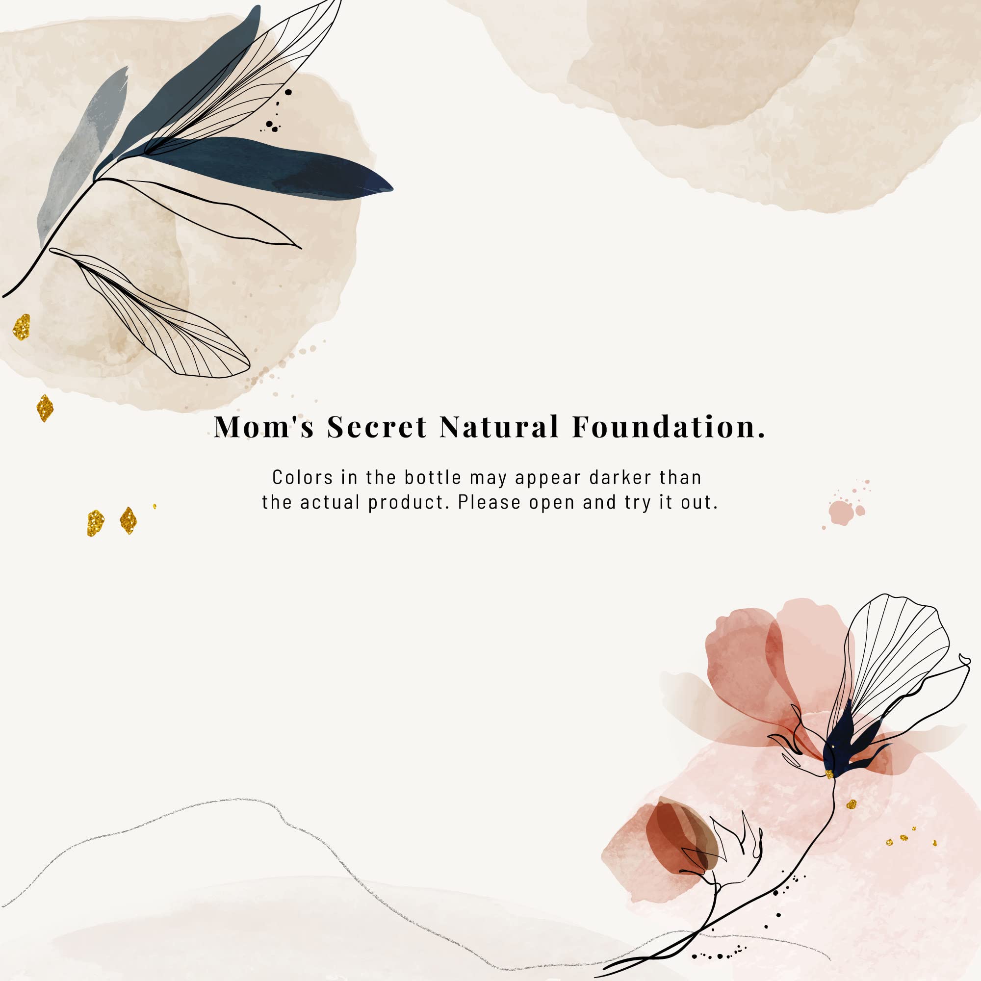Mom's Secret 100% Natural Liquid Foundation – Almond | Aloe-Based, Vegan, SPF, Gluten Free, Cruelty Free, Made in USA