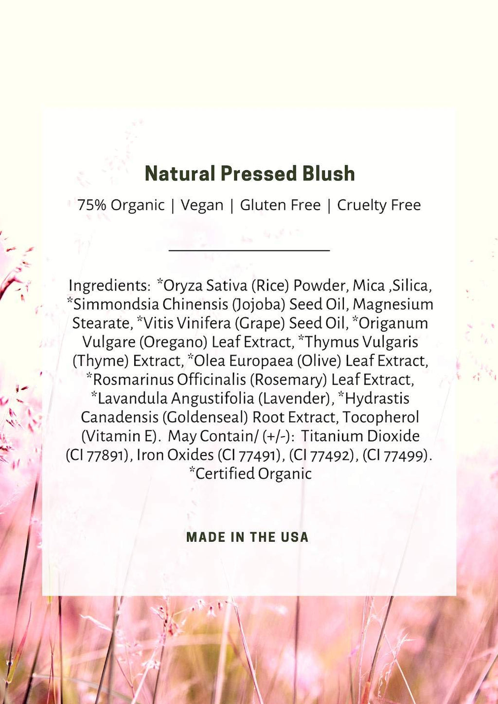 Mom's Secret 100% Natural Blush – Organic, Vegan, Gluten Free, Made in USA 0.18 oz