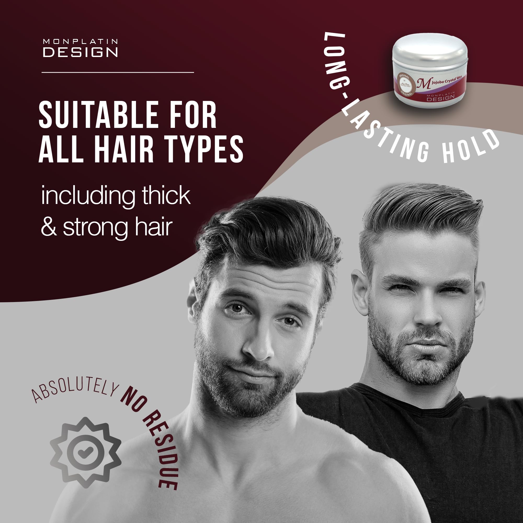 Mon Platin Professional Hair Styling Wax – Jojoba Crystal High Sheen, Strong Hold, Grapefruit Scent (250 ml)