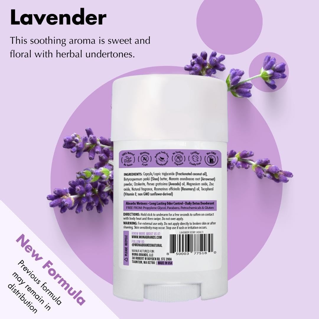 MONA Lavender All-Natural Deodorant for Sensitive Skin – Aluminum & Baking Soda Free | 1.76 oz