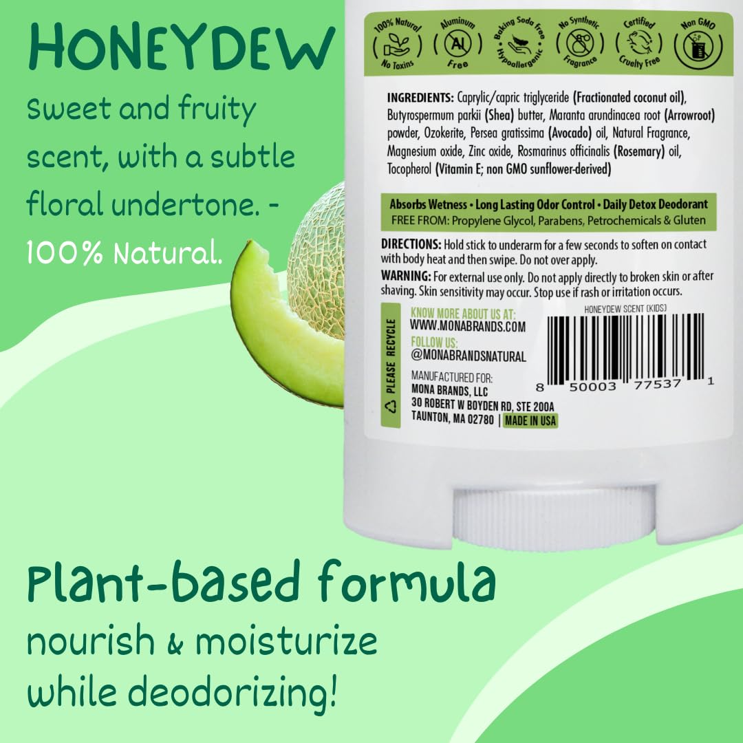 MONA Honeydew Natural Deodorant for Kids – Aluminum-Free 2-Pack