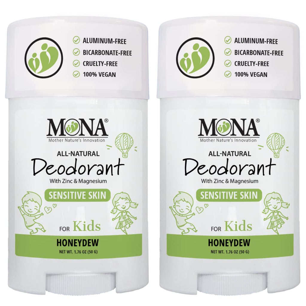 MONA Honeydew Natural Deodorant for Kids – Aluminum-Free 2-Pack