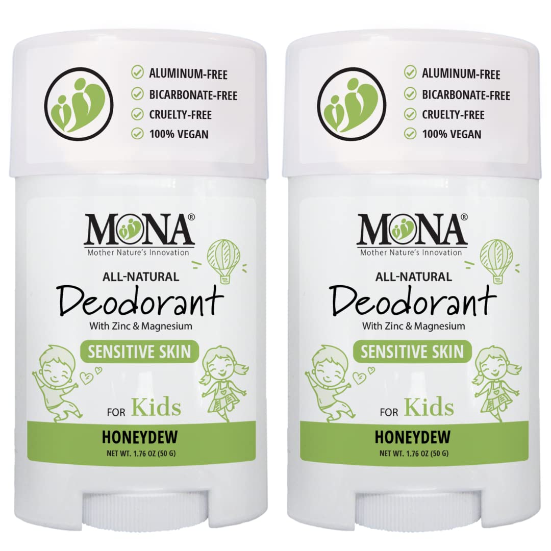 MONA Honeydew Natural Deodorant for Kids – Aluminum-Free 2-Pack