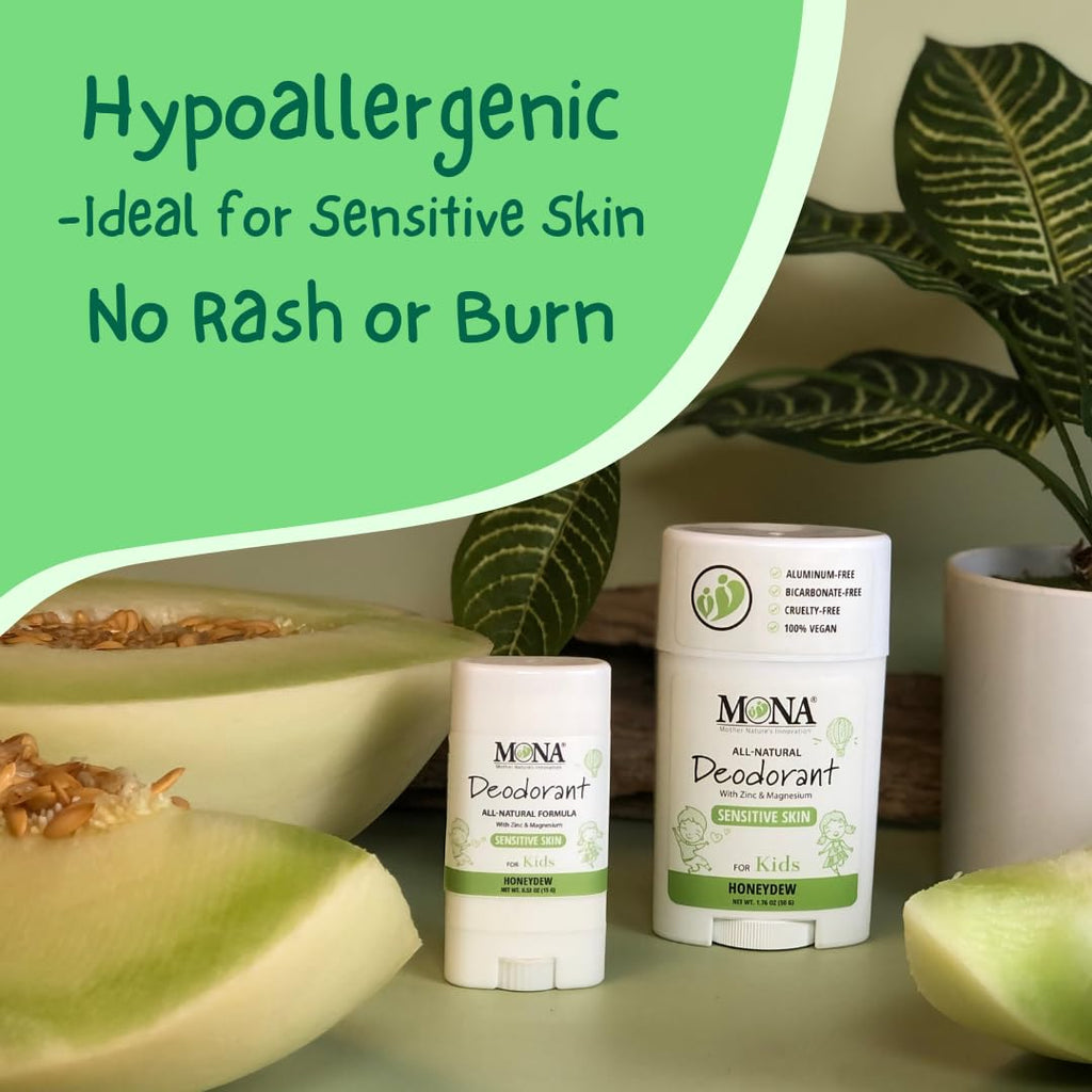 MONA Honeydew Natural Deodorant for Kids – Aluminum-Free 2-Pack