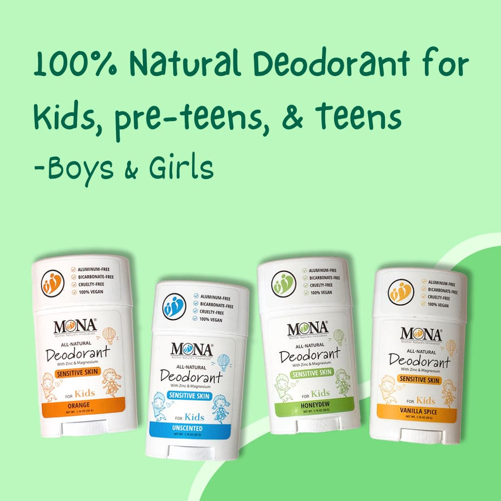 MONA Honeydew Natural Deodorant for Kids – Aluminum-Free 2-Pack