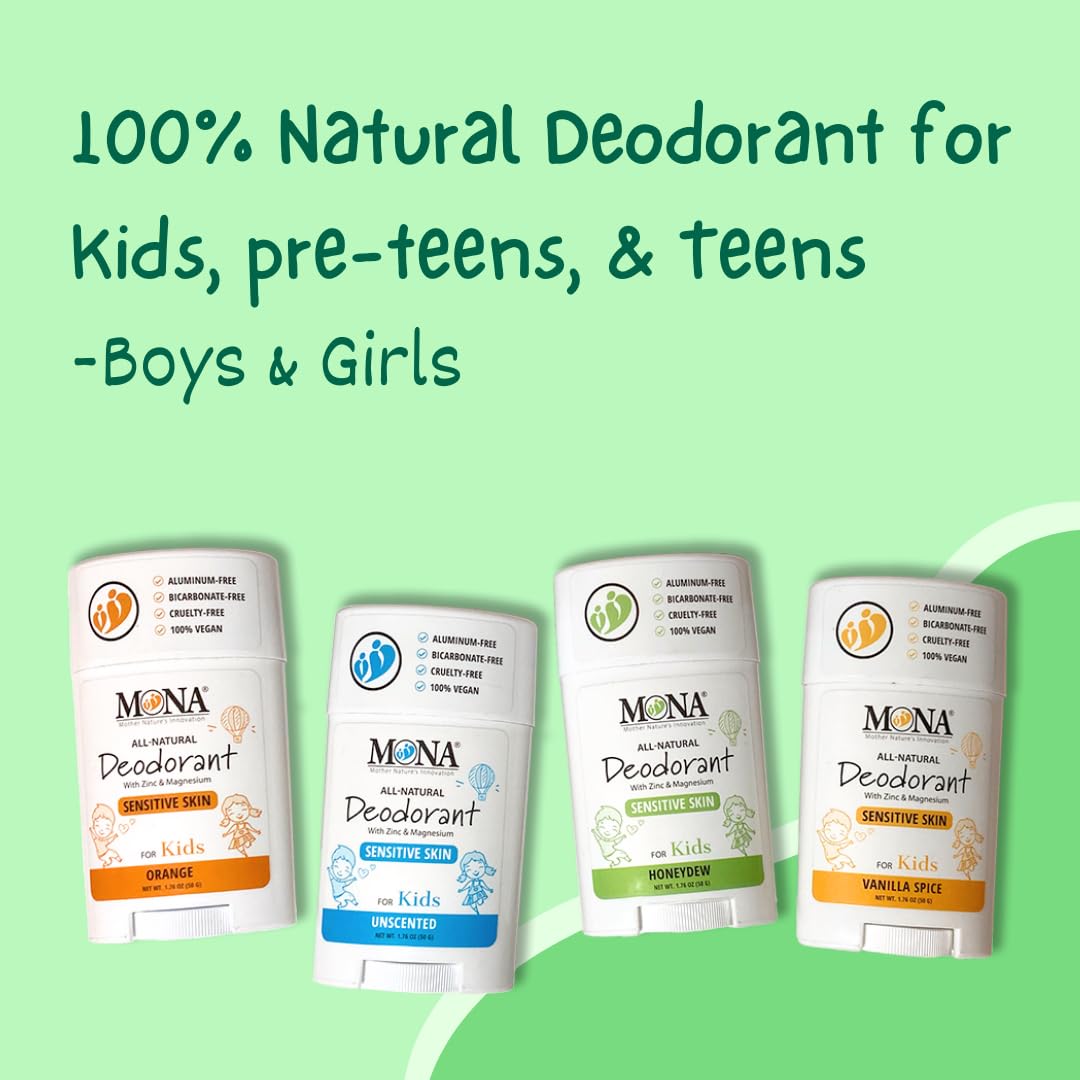 MONA Honeydew Natural Deodorant for Kids – Aluminum-Free 2-Pack