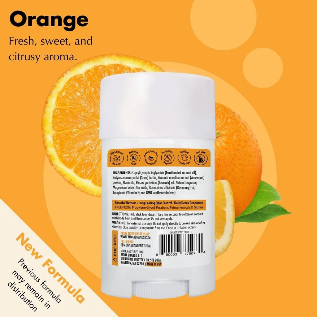 MONA All Natural Deodorant for Women & Men – Sensitive Skin, No Aluminum, Orange 1.76 oz