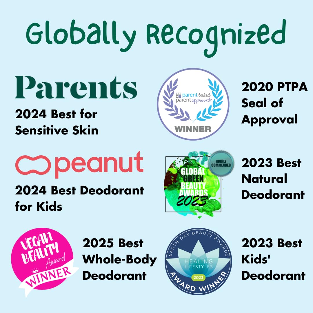 MONA Unscented Natural Deodorant for Kids & Teens – Aluminum & Baking Soda Free, 2-Pack