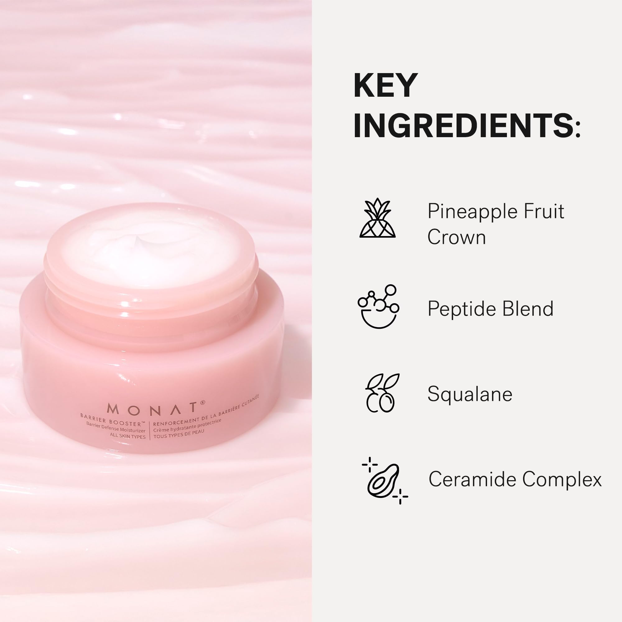MONAT Barrier Booster Defense Moisturizer – Hydrating Peptide Cream (Ceramides & Squalane) 50 ml