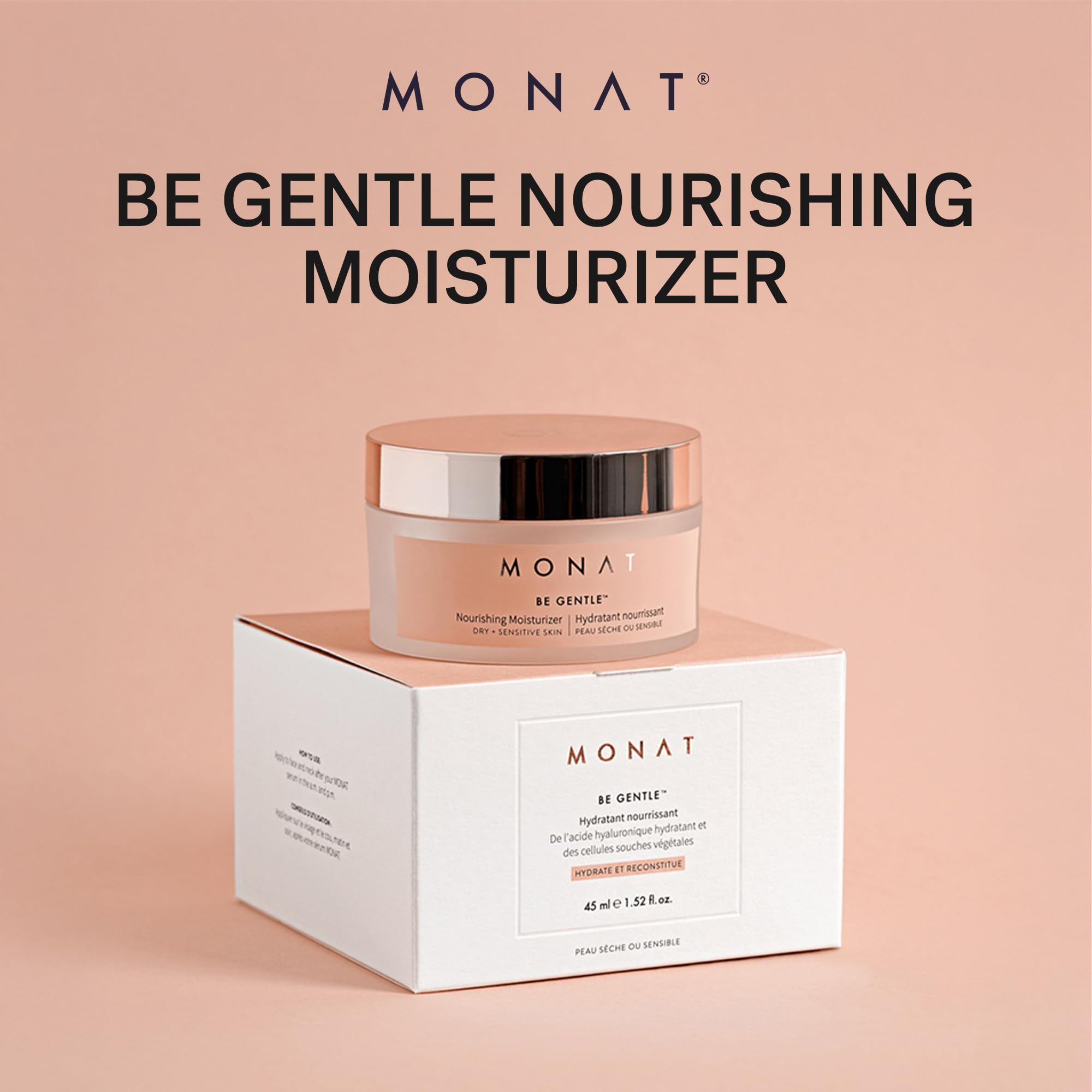 MONAT Be Gentle Nourishing Moisturizer – Hyaluronic Acid & Plant Stem Cells, Hydration & Anti-Aging Cream (1.52 oz / 45 ml)