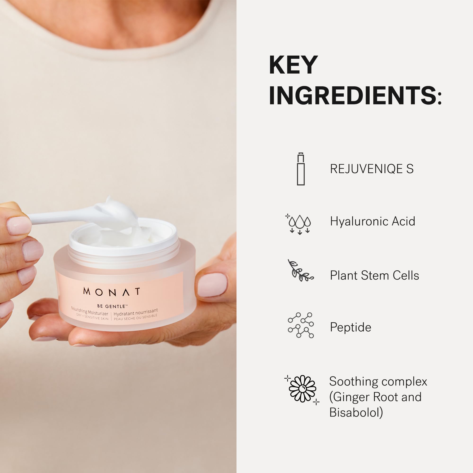 MONAT Be Gentle Nourishing Moisturizer – Hyaluronic Acid & Plant Stem Cells, Hydration & Anti-Aging Cream (1.52 oz / 45 ml)
