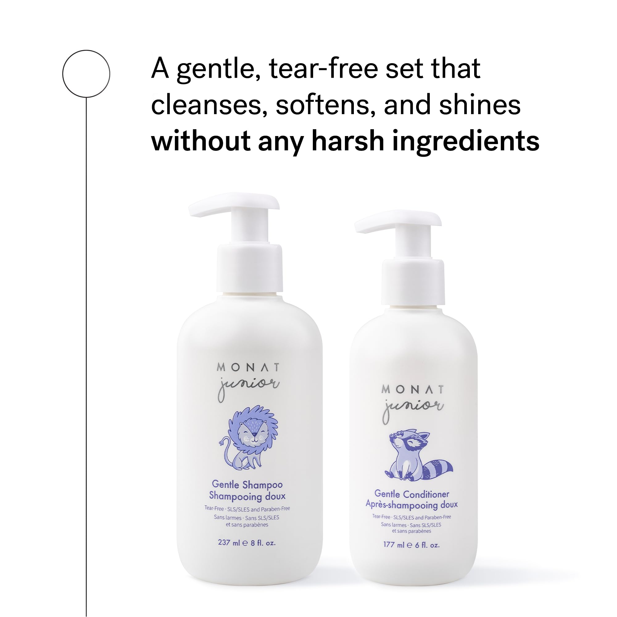 MONAT Junior Gentle Shampoo & Conditioner Set – Tear-Free, All-Natural, Sulfate- & Paraben-Free Kids Hair Care (414 ml)