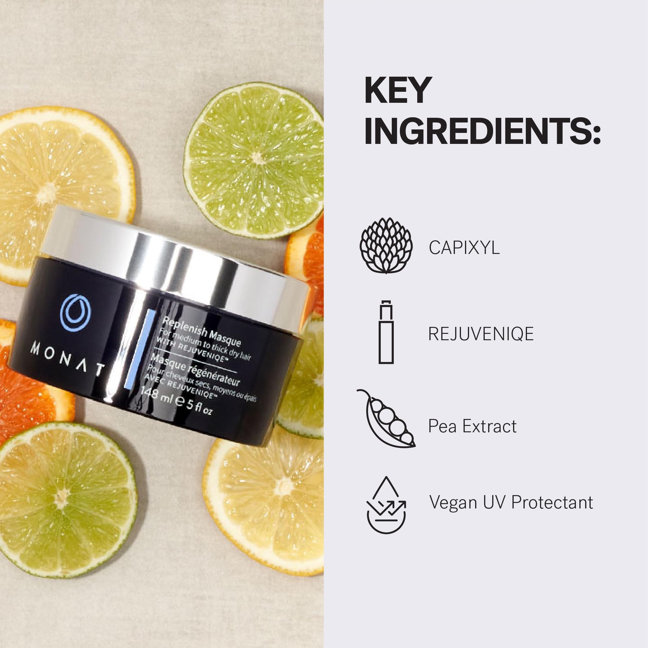 MONAT Replenish Masque Infused with Rejuveniqe – Deeply Hydrates Medium to Thick Hair