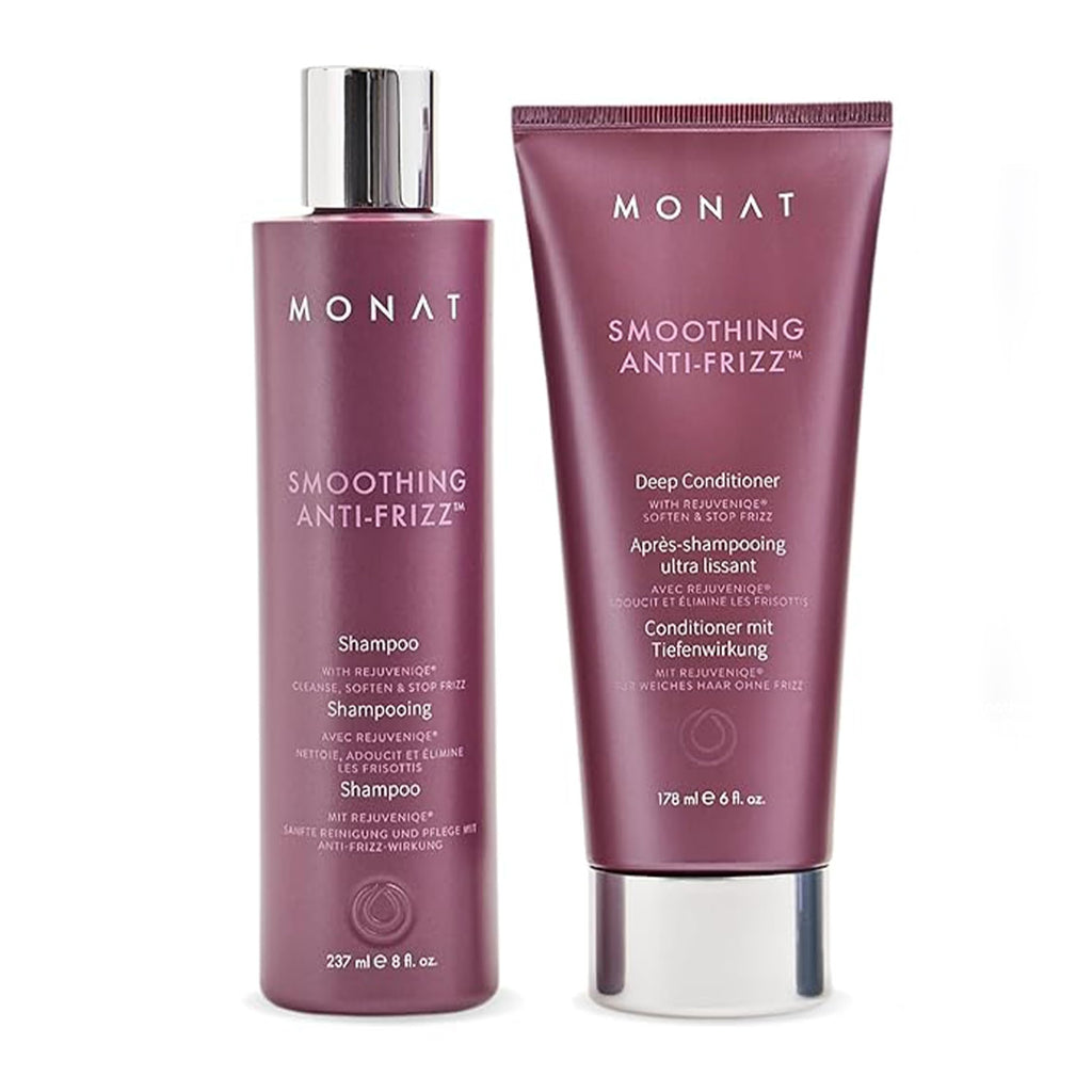 MONAT Smoothing Anti-Frizz Set – Lightweight Frizz Control Shampoo & Conditioner