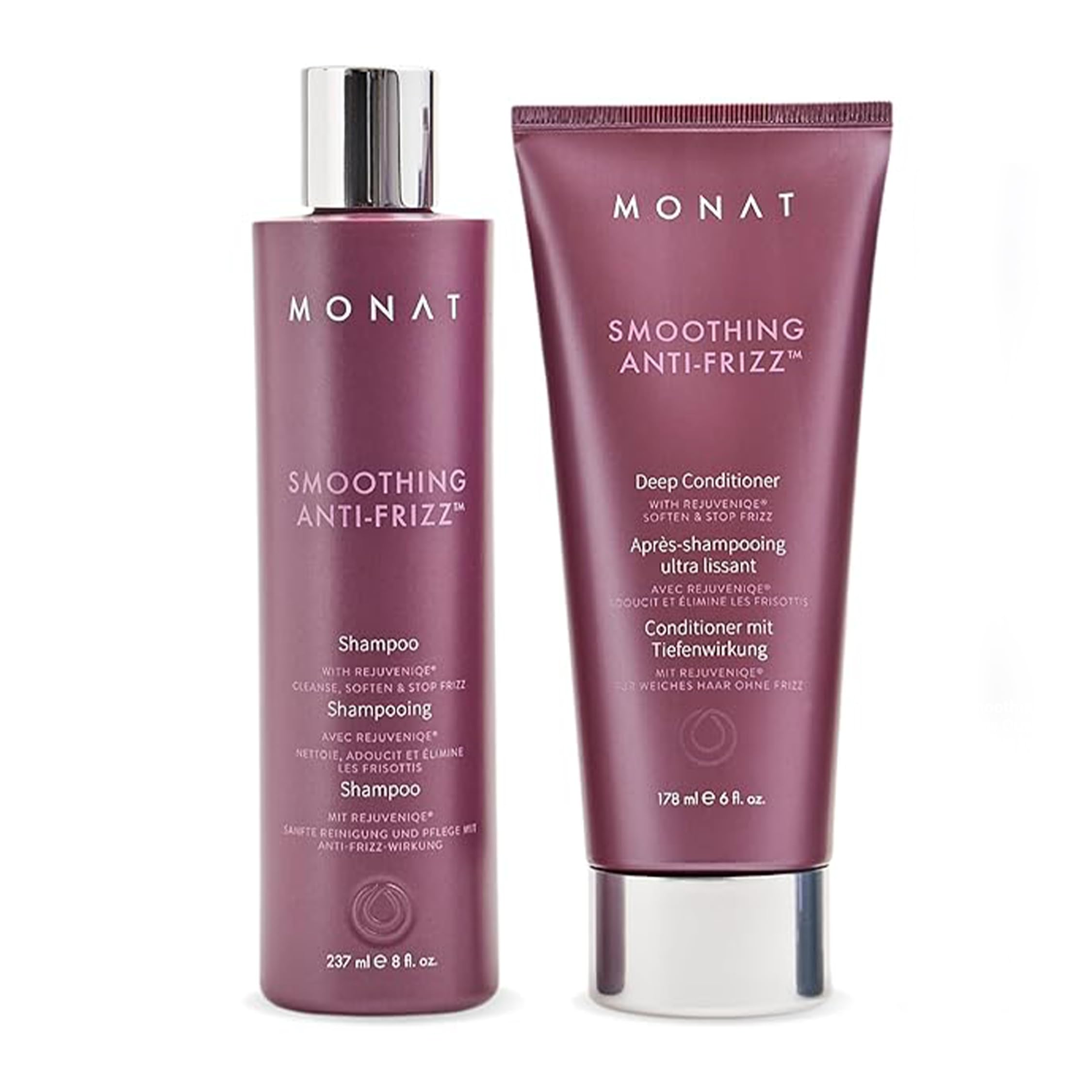 MONAT Smoothing Anti-Frizz Set – Lightweight Frizz Control Shampoo & Conditioner