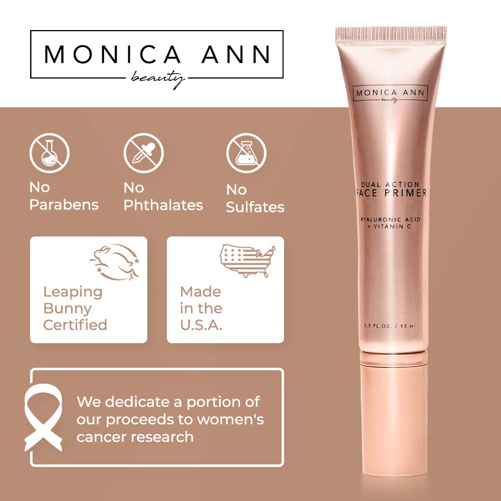 Monica Ann Beauty Dual-Action Face Primer - Hydrating Vitamin C & Hyaluronic Acid | Matte Pore Minimizer 15 mL