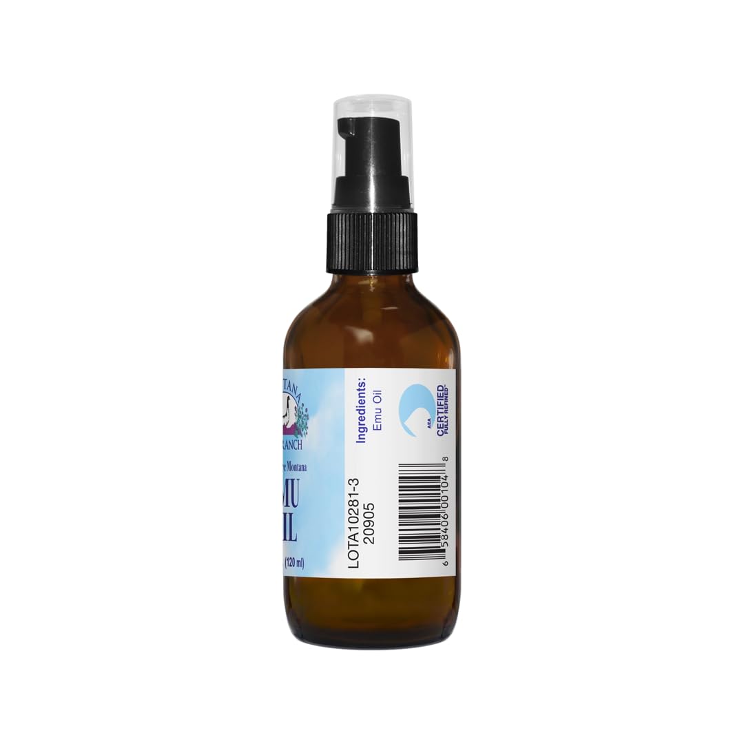 Montana Emu Ranch 100% Pure Emu Oil — Deep Penetrating, Odor-Free, Non-Comedogenic (4 fl oz)