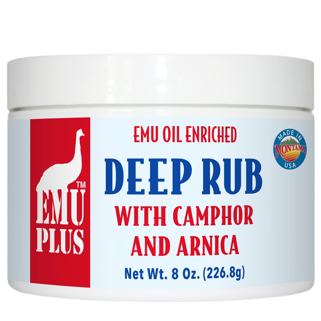Montana Emu Ranch EMUPlus Deep Rub with Camphor & Arnica - 8 oz Jar | Pure Emu Oil
